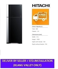 HITACHI R-VGX490PM9 New Stylish Line - Glass Glass Deluxe 443L FRIDGE