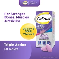 CALTRATE Bone & Muscle Triple Action PLUS Calcium + 500IU Vitamin D + Minerals Supplement, Improves 