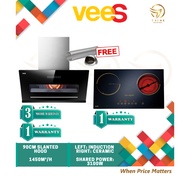 VEES SLANTED HOOD 1450 SUCTION POWER DH-109AC WITH MOTION SENSOR PENYEDUT ASAP DAPUR COMBO GAS/ ELEC