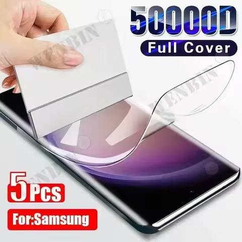 5Pcs Hydrogel Film For Samsung S25 S24 S23 S22 Ultra Plus S24 FE Full Cover Screen Protector For Sam