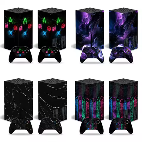 For X-box Series X Console and 2 Controllers Skin Sticker Geometric Protective Decal Cover Full Set 