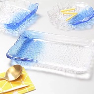 Ins Glacier Glass Rectangular Household Transparent Plate Fruit Plate Water Ripple Tray Ice Dew Plat