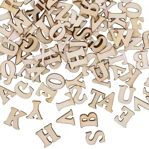100Pcs Random Mixed Wooden Letters Alphabet English Number Digtal DIY Scrapbooking Arts Crafts Weddi