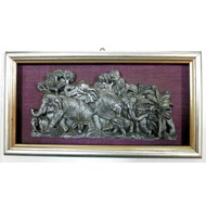 Tin Statue In A Wooden Frame Size 11.5x21.5x1.5 cm.