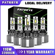Fateeye F7 H4 Car Headlight H7 H11 9005 9006 110W Couple/ 22000LM Headlight Bulb for Car White 6500k