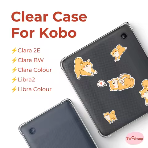 Twosheep for Kobo Libra Colour and Libra2 clear case and Kobo Clara Colour BW TPU soft transparent c