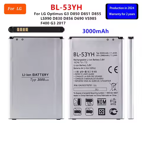 Original BL-53YH 3000mAh Replacement Battery For LG Optimus G3 D850 D851 D855 LS990 D830 D856 D690 V