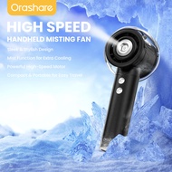 Orashare HFM01 พัดลมไอน้ำแบบพกพาความเร็วสูง พัดลมชาร์จไฟได้ 4000mAh พัดลมพกพาปรับความเร็วลมได้ 4 ระด
