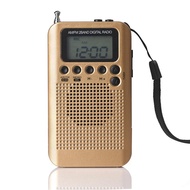 HRD-104 Portable AM/FM Stereo Radio Pocket 2-Band Digital Tuning Radio Mini Receiver w/ Earone Lanyard 1.3"; LCD Display
