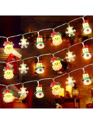 聖誕節led串燈,可用於室內外防水裝飾,配有聖誕老人和雪人裝飾品,適用於節日、假期、臥室、派對、婚禮和聖誕樹裝飾,電池驅動,有星形和仙女灯款式。