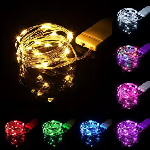 LED Fairy Lights Battery Operated String Lights Waterproof Silver Wire Firefly Starry Lights Wedding