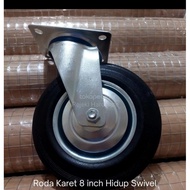 8 inch Black Rubber Wheels 8" 200 mm Swivel Trolley Cart Wheels