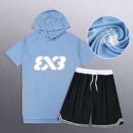 3V3 American Style Shooting Training Suit Men Hooded Short-Sleeved Fitness Running Quick-Drying Spor