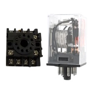 Rơ le trung gian MK3P-I relay 11 chân tròn kính trắng trong điện áp 220VAC 24VDC 12VDC tặng kèm chân