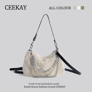 Large Capacity Furry Bag Fashionable All-Match Furry Bag [E105] CEEKAY Baguette Underarm Bag Niche F