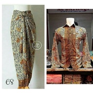 Setelan Couple Kemeja Panjang &amp; Rok Lilit Motif Melati Silver