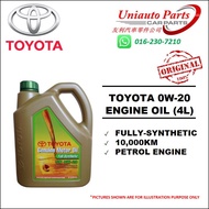 [SABAH, SARAWAK] TOYOTA 0W20 FULLY-SYNTHETIC ENGINE OIL (4L)