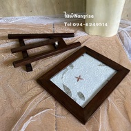 Real Teak Picture Frame 6x8 Inch Oak Color (With Stand)