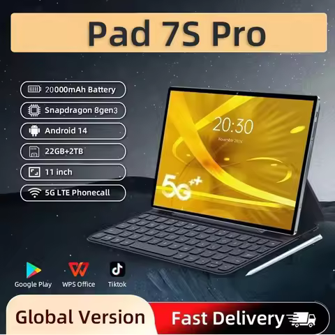 2025 NEW Original Pad 7S Pro Tablets 11 Inch Global Edition HD Android 14 Tab 22GB+2TB 20000mAh 5G D