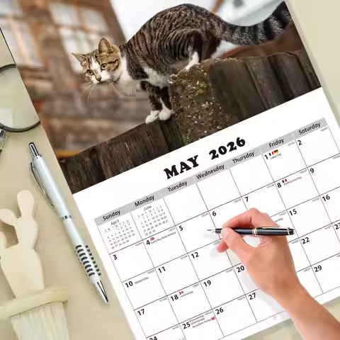 Calendar 2026 New Year Cat Themed Wall Calendar Monthly Calendar With Photos Calendar 2026 Desktop O