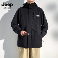 JEEP SPIRIT 2024แจ็คเก็ตกันลมมีฮู้ดแฟชั่นลำลองของแจ็คเก็ตชายฤดูใบไม้ร่วงเสื้อแจ็คเก็ตสำหรับกิจกรรมกล
