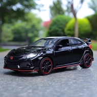 HONDA MERAH Civic Type R Mugen 1:32 Diecast Collection Miniature Display Toy Car Sport Alloy Car Red