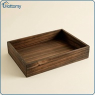 Rectangular Wooden Tray Raised Edges Vintage Wooden Tray Table Organizer Dark Brown Home Accent Mini