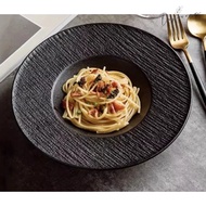 PUTIH HITAM (DAPOORAN) Flying pasta Bowl / White and black pasta Plate / Ceramic pasta plate / aesth