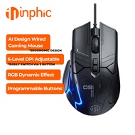 Inphic PG9 Gaming Mouse Wired Lightweight 200-12800dpi 6 Programmable Buttons 1000Hz Ergonomic Optic