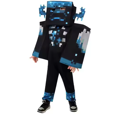 2026 Boys Craft Villager Costume Deluxe Kids Games Costums Party Armor Suit Creep Jumpsuit Blue Stev