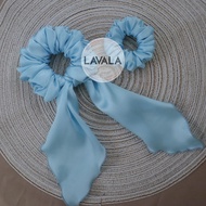 Tassel Hair Tie Scrunchie - Pool Blue