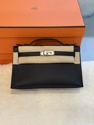 Hermès🌟 kelly pochette 黑銀 swift stamp K