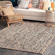 Hand Braided Woven Jute Area Rug Bohemian Style Natural Fiber Rug Eco Friendly Durable Briad Rug Ide