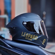 KYT TT Course Black Matt visor DARKSMOKE spoiler 3D stker Leopard GOLD