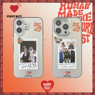 HUMAM MADE Character Illustration Label Electroplated Photo Frame Hard Shell Phone Case Suitable For