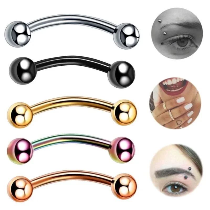 ( Melengkung Besar) 1 Pcs/ 1 BuahAnting Tindik Titanium Kualitas Tinggi 100% //Barbel Lidah//Tindik