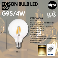 EDISON BULB ST64 G95 LED FILAMENT 4W LED E27 BULB VINTAGE LIGHT BULB MENTOL LAMPU NON-DIMMABLE