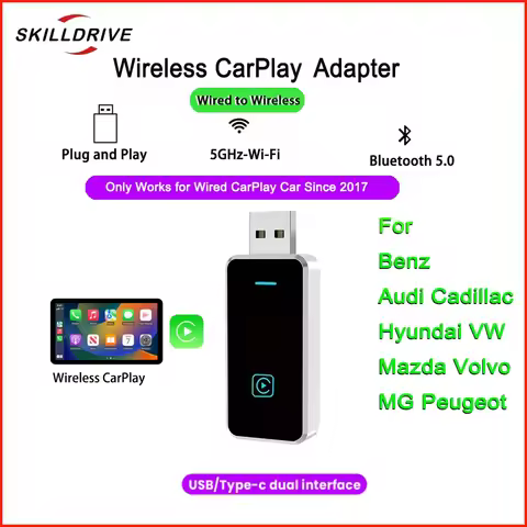 SKILLDRIVE 2025 Carplay Wireless Adapter for Volvo VW Mazda Benz Audi Cadillac Kia Hyundai MG Peugeo