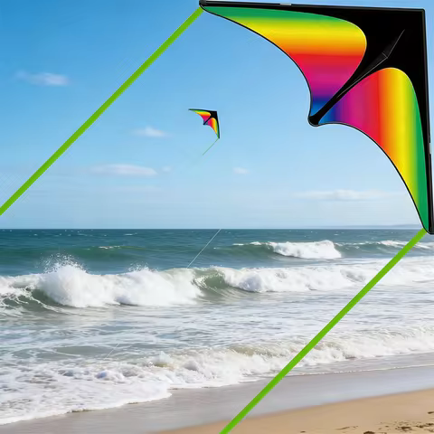 Rainbow Kites flying nylon kite string line weifang kite factory outdoor fun sports beach kite buggy