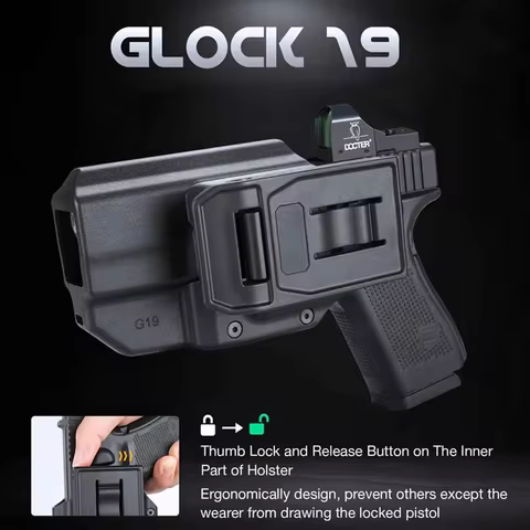Only For Glock 19/23/32/44 (Gen3-5),G19X/45,Level II Retention Thumb Release OWB Holster,Polymer Hol
