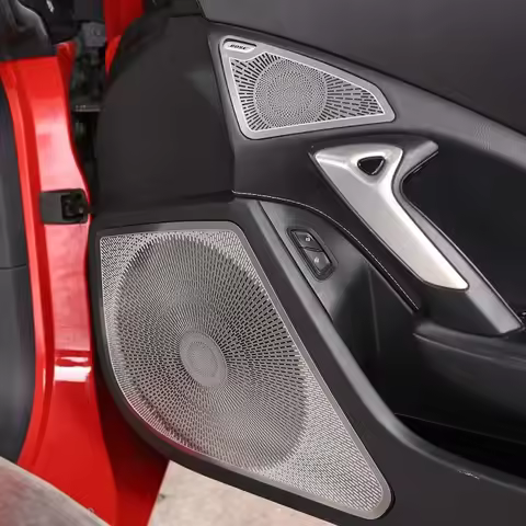 4Pcs Stainless Steel Silver For 2014-2019 Chevrolet Corvette C7 Z06 Car Styling Door Speaker Grille 