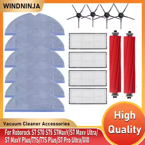 Main Side Brush HEPA Filter Mop Cloth for Roborock S7 S70 S75 S7MaxV/S7 Maxv Ultra/S7 MaxV Plus/T7S/