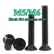 In Stock Black 304 Stainless Steel Phillips Countersunk Head Screw、Screw、 Cross Recessed Fastener Ru