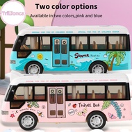 Trillionca School Bus Sound Light Tour Bus Model Boy Toy Diecasts Toy Vehicles Kids Gift Simulation 