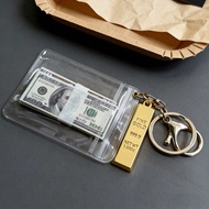 1pc Realistic Fake US Dollar Bill & Gold Bar Keychain, Funny Pendant Accessory