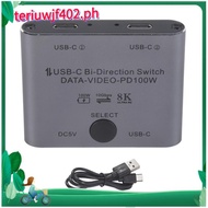 Bi Directional USB C Switch Splitter 8K USB C Switcher KVM 8K 60Hz 4K 144Hz Video for Multiple Sourc