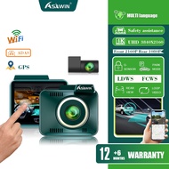 Asawin A18 4K ADAS Dash Cam Wifi Gps Front And Rear Car Camera 2.35" Touch Ips Screen Night Vision LDWS FCWS G-sensor Support 24H Park Mode