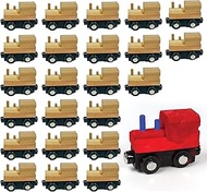 24 Wooden Trains - DIY Unpainted Magnetic Wooden Train Cars - Unfinished Perfect for Paint Project, 