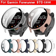For Garmin Forerunner 970 Case Full Covered PC Tempered Glass Garmin Forerunner 970 Screen Protector