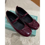 (READY SIAP KIRIM) Cozymarkets - Minete ribbon ballet flatshoes warna Glossy Burgundy